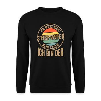 Stiefvater Familie Stiefpapa Geschenk - Unisex Pullover - Schwarz - Vorne - Alina (178cm) & Michal (187cm)