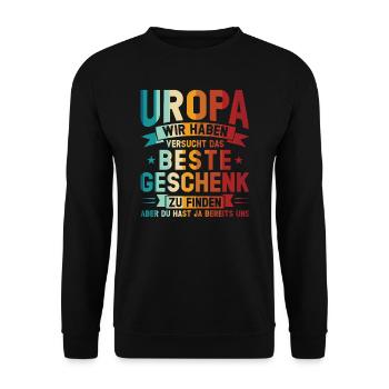 Uropa Familie Urgroßväter Geschenk - Unisex Pullover - Schwarz - Vorne - Alina (178cm) & Michal (187cm)