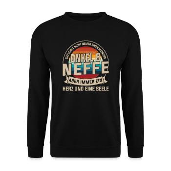 Onkel & Neffe Familie Neffe Geschenk - Unisex Pullover - Schwarz - Vorne - Alina (178cm) & Michal (187cm)