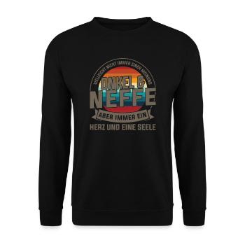 Onkel & Neffe Familie Onkel Geschenk - Unisex Pullover - Schwarz - Vorne - Alina (178cm) & Michal (187cm)