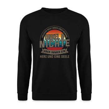 Onkel & Nichte Familie Onkel Geschenk - Unisex Pullover - Schwarz - Vorne - Alina (178cm) & Michal (187cm)