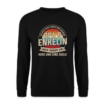 Opa & Enkelin Familie Enkeltochter Geschenk - Unisex Pullover - Schwarz - Vorne - Alina (178cm) & Michal (187cm)