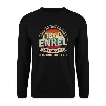 Opa & Enkel Familie Enkelsohn Geschenk - Unisex Pullover - Schwarz - Vorne - Alina (178cm) & Michal (187cm)