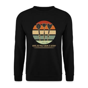 Darts Darten Dartscheibe Geschenk - Unisex Pullover - Schwarz - Vorne - Alina (178cm) & Michal (187cm)