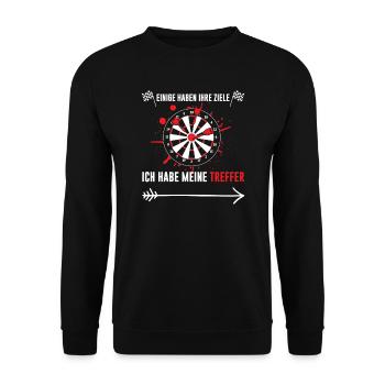 Darts Darten Dartscheibe Geschenk - Unisex Pullover - Schwarz - Vorne - Alina (178cm) & Michal (187cm)