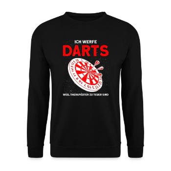 Darts Darten Dartscheibe Geschenk - Unisex Pullover - Schwarz - Vorne - Alina (178cm) & Michal (187cm)