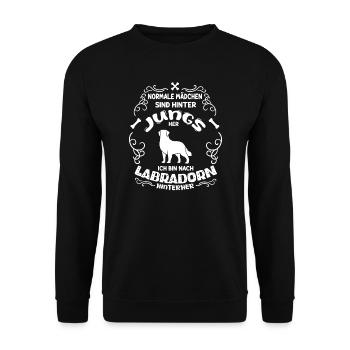 Labrador Hund Hundehalterin Geschenk - Unisex Pullover - Schwarz - Vorne - Alina (178cm) & Michal (187cm)