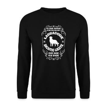 Labrador Hund Hundebesitzerin Geschenk - Unisex Pullover - Schwarz - Vorne - Alina (178cm) & Michal (187cm)
