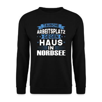 Nordsee Urlaub Norden Geschenk - Unisex Pullover - Schwarz - Vorne - Alina (178cm) & Michal (187cm)