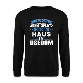 Usedom Urlaub Norden Geschenk - Unisex Pullover - Schwarz - Vorne - Alina (178cm) & Michal (187cm)