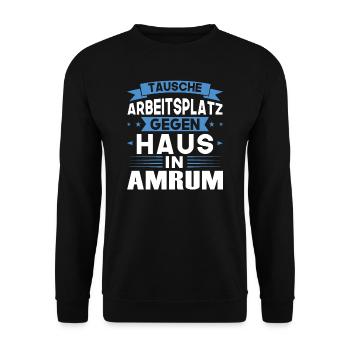 Amrum Urlaub Norden Geschenk - Unisex Pullover - Schwarz - Vorne - Alina (178cm) & Michal (187cm)