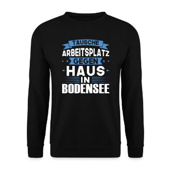 Bodensee Schwäbisch Süddeutschland Geschenk - Unisex Pullover - Schwarz - Vorne - Alina (178cm) & Michal (187cm)