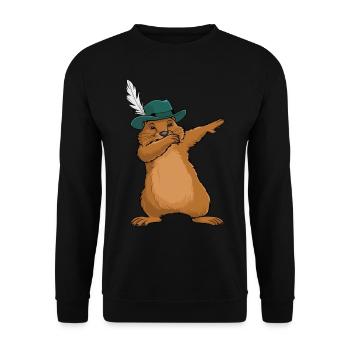 Murmeltier für einen Murmeltier Liebhaber - Unisex Pullover - Schwarz - Vorne - Alina (178cm) & Michal (187cm)
