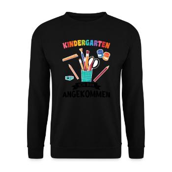 Kindergartenkind Kindergarten Kindergartenanfang G - Unisex Pullover - Schwarz - Vorne - Alina (178cm) & Michal (187cm)