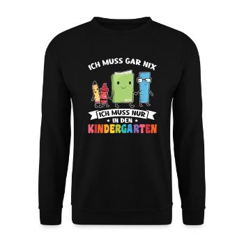 Kindergartenkind Kindergarten Kindergartenanfang G - Unisex Pullover - Schwarz - Vorne - Alina (178cm) & Michal (187cm)