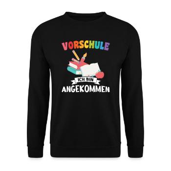 Kindergarten Vorschule Vorschulpädagoge Geschenk - Unisex Pullover - Schwarz - Vorne - Alina (178cm) & Michal (187cm)