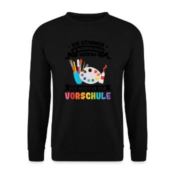 Kindergartenkind Kindergarten Kindergartenanfang G - Unisex Pullover - Schwarz - Vorne - Alina (178cm) & Michal (187cm)