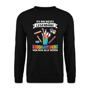 Kindergartenanfang Kindergarten Kindergartenkind G - Unisex Pullover - Schwarz - Vorne - Alina (178cm) & Michal (187cm)
