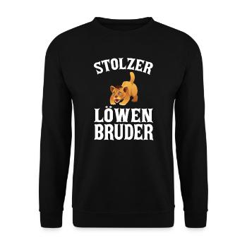 Bruder Löwe Schwester Geschenk - Unisex Pullover - Schwarz - Vorne - Alina (178cm) & Michal (187cm)