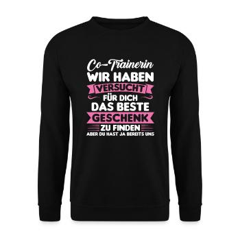 Sport Trainer Trainerin Geschenk - Unisex Pullover - Schwarz - Vorne - Alina (178cm) & Michal (187cm)