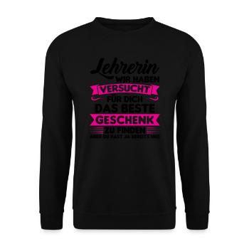 Lehrer Lehrerin Schule Geschenk - Unisex Pullover - Schwarz - Vorne - Alina (178cm) & Michal (187cm)