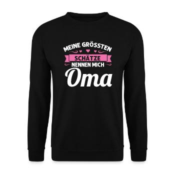 Oma Mutter Tag Omi Geschenk - Unisex Pullover - Schwarz - Vorne - Alina (178cm) & Michal (187cm)