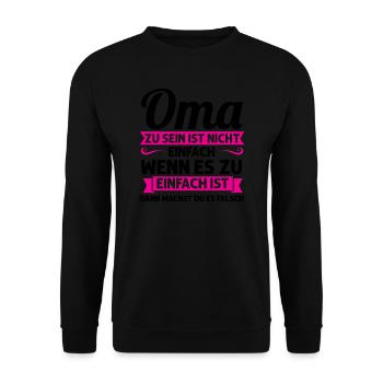 Oma Mutter Tag Omi Geschenk - Unisex Pullover - Schwarz - Vorne - Alina (178cm) & Michal (187cm)