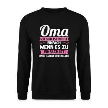 Oma Mutter Tag Omi Geschenk - Unisex Pullover - Schwarz - Vorne - Alina (178cm) & Michal (187cm)