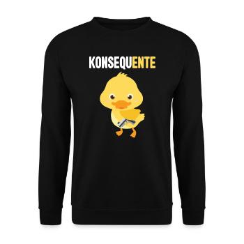 Lustig Ironie Ente Ente Sarkasmus Geschenk - Unisex Pullover - Schwarz - Vorne - Alina (178cm) & Michal (187cm)