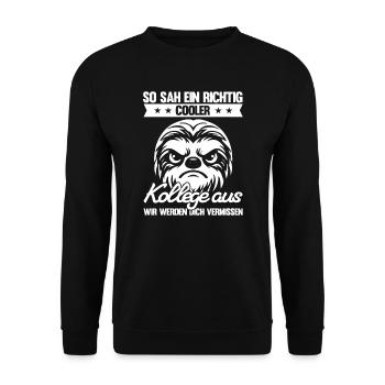 Abschied Kollegin Abschiedsparty Geschenk - Unisex Pullover - Schwarz - Vorne - Alina (178cm) & Michal (187cm)