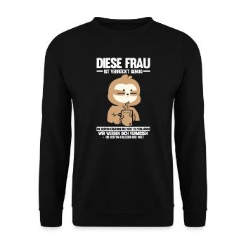 Abschied Kollegin Abschiedsparty Geschenk - Unisex Pullover - Schwarz - Vorne - Alina (178cm) & Michal (187cm)
