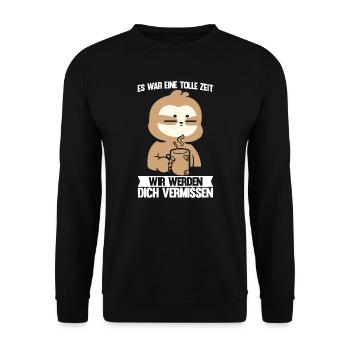 Abschied Kollegin Abschiedsparty Geschenk - Unisex Pullover - Schwarz - Vorne - Alina (178cm) & Michal (187cm)