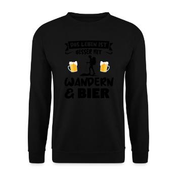 Wandern Bier Wanderer Geschenk - Unisex Pullover - Schwarz - Vorne - Alina (178cm) & Michal (187cm)