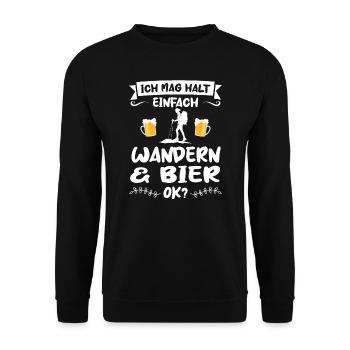 Wandern Bier Berg Geschenk - Unisex Pullover - Schwarz - Vorne - Alina (178cm) & Michal (187cm)