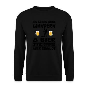 Wandern Bier Wanderer Geschenk - Unisex Pullover - Schwarz - Vorne - Alina (178cm) & Michal (187cm)