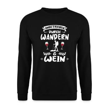 Wandern Wein Bergsteiger Geschenk - Unisex Pullover - Schwarz - Vorne - Alina (178cm) & Michal (187cm)
