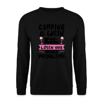 Campen Wein Campingplatz Geschenk - Unisex Pullover - Schwarz - Vorne - Alina (178cm) & Michal (187cm)