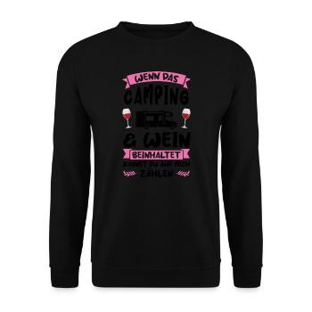 Campen Wein Camping-Liebhaber Geschenk - Unisex Pullover - Schwarz - Vorne - Alina (178cm) & Michal (187cm)