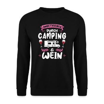 Campen Wein Campingplatz Geschenk - Unisex Pullover - Schwarz - Vorne - Alina (178cm) & Michal (187cm)