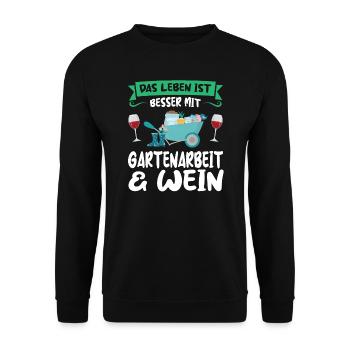 Gartenarbeit Wein Gartenbau Geschenk - Unisex Pullover - Schwarz - Vorne - Alina (178cm) & Michal (187cm)