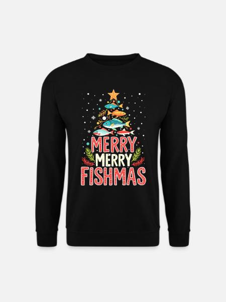 Funny Christmas Tree with Fish for Holiday - Unisex Pullover - Schwarz