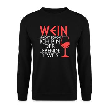 Wein Alkohol Rotwein Geschenk - Unisex Pullover - Schwarz - Vorne - Alina (178cm) & Michal (187cm)