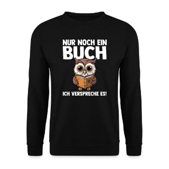 Lesen Eule Leseratte Geschenk - Unisex Pullover - Schwarz - Vorne - Alina (178cm) & Michal (187cm)
