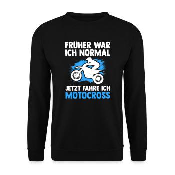 Motocross Biker Motocross-Fahrer Geschenk - Unisex Pullover - Schwarz - Vorne - Alina (178cm) & Michal (187cm)