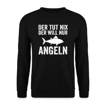 Angeln Fisch Fischer Geschenk - Unisex Pullover - Schwarz - Vorne - Alina (178cm) & Michal (187cm)