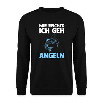 Angeln Fisch Angelrute Geschenk - Unisex Pullover - Schwarz - Vorne - Alina (178cm) & Michal (187cm)