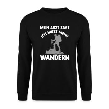 Wandern Berge Bergsteiger Geschenk - Unisex Pullover - Schwarz - Vorne - Alina (178cm) & Michal (187cm)