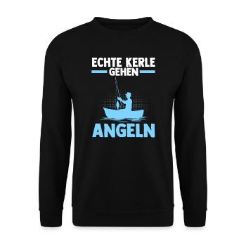 Angeln Fisch Fischen Geschenk - Unisex Pullover - Schwarz - Vorne - Alina (178cm) & Michal (187cm)