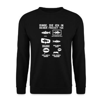 Angeln Fische Angler Geschenk - Unisex Pullover - Schwarz - Vorne - Alina (178cm) & Michal (187cm)