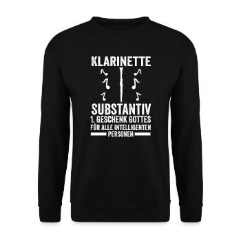 Klarinette Musik Klarinettenspieler Geschenk - Unisex Pullover - Schwarz - Vorne - Alina (178cm) & Michal (187cm)